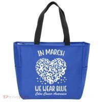In March We Wear Blue Colon Cancer Awareness Tote Bag thumb 0