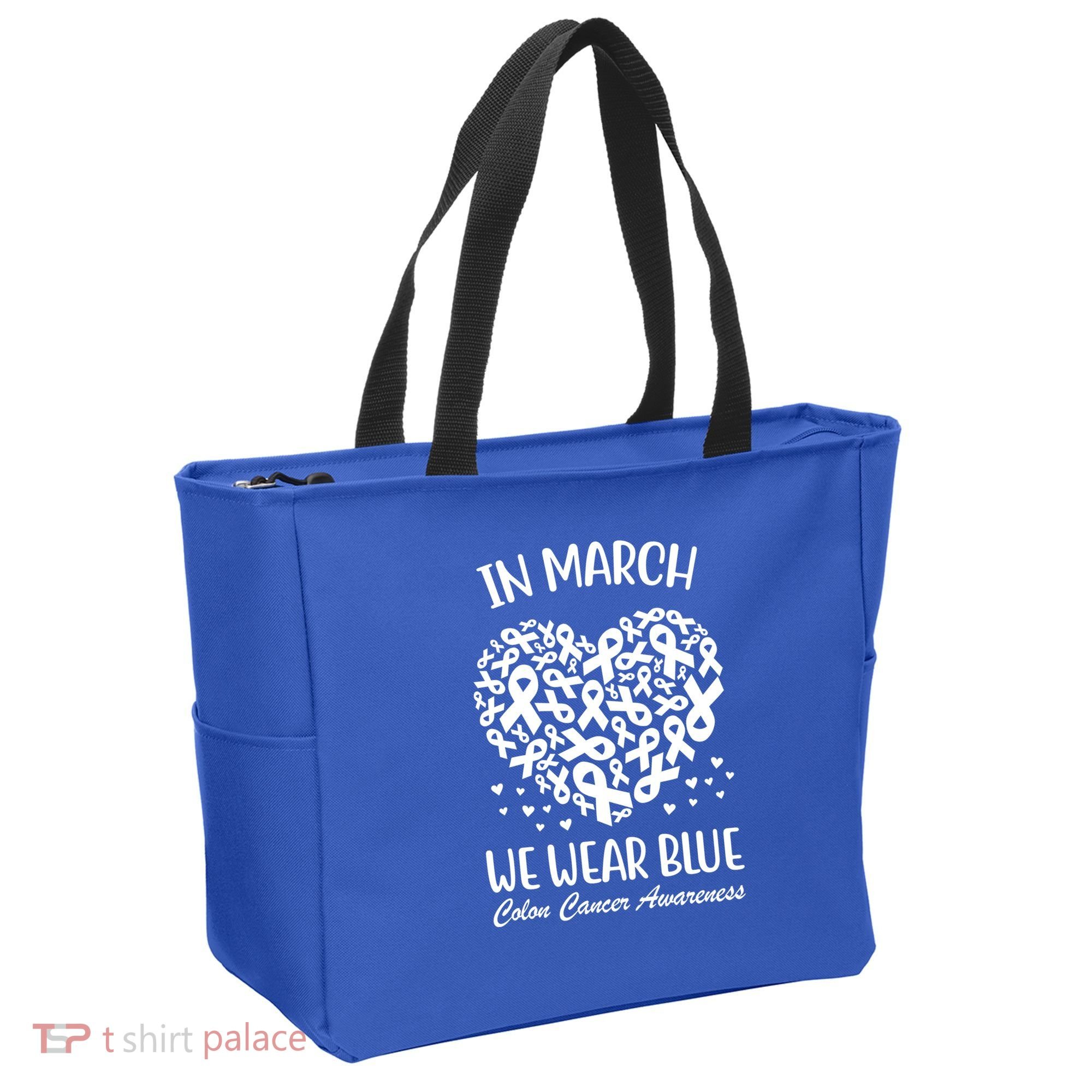 In March We Wear Blue Colon Cancer Awareness Tote Bag