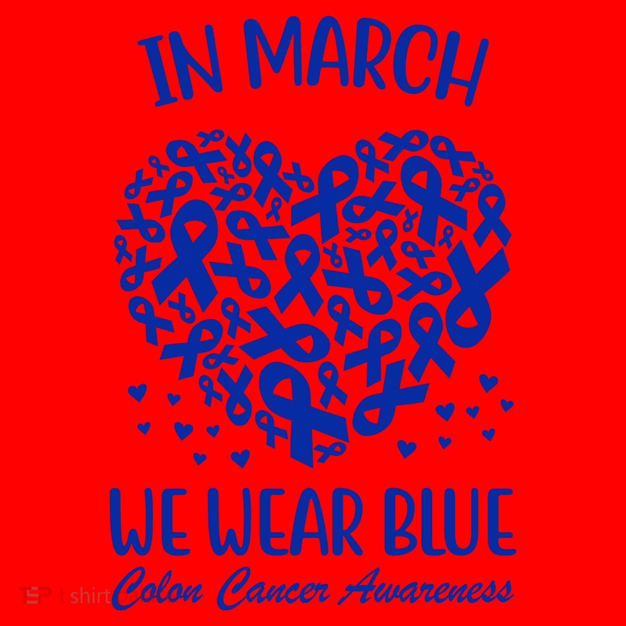 In March We Wear Blue Colon Cancer Awareness Santa Hat