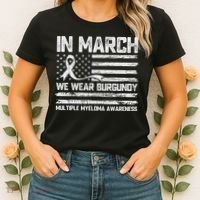 In March We Wear Burgundy Multiple Myeloma Awareness Women's T-Shirt thumb 2