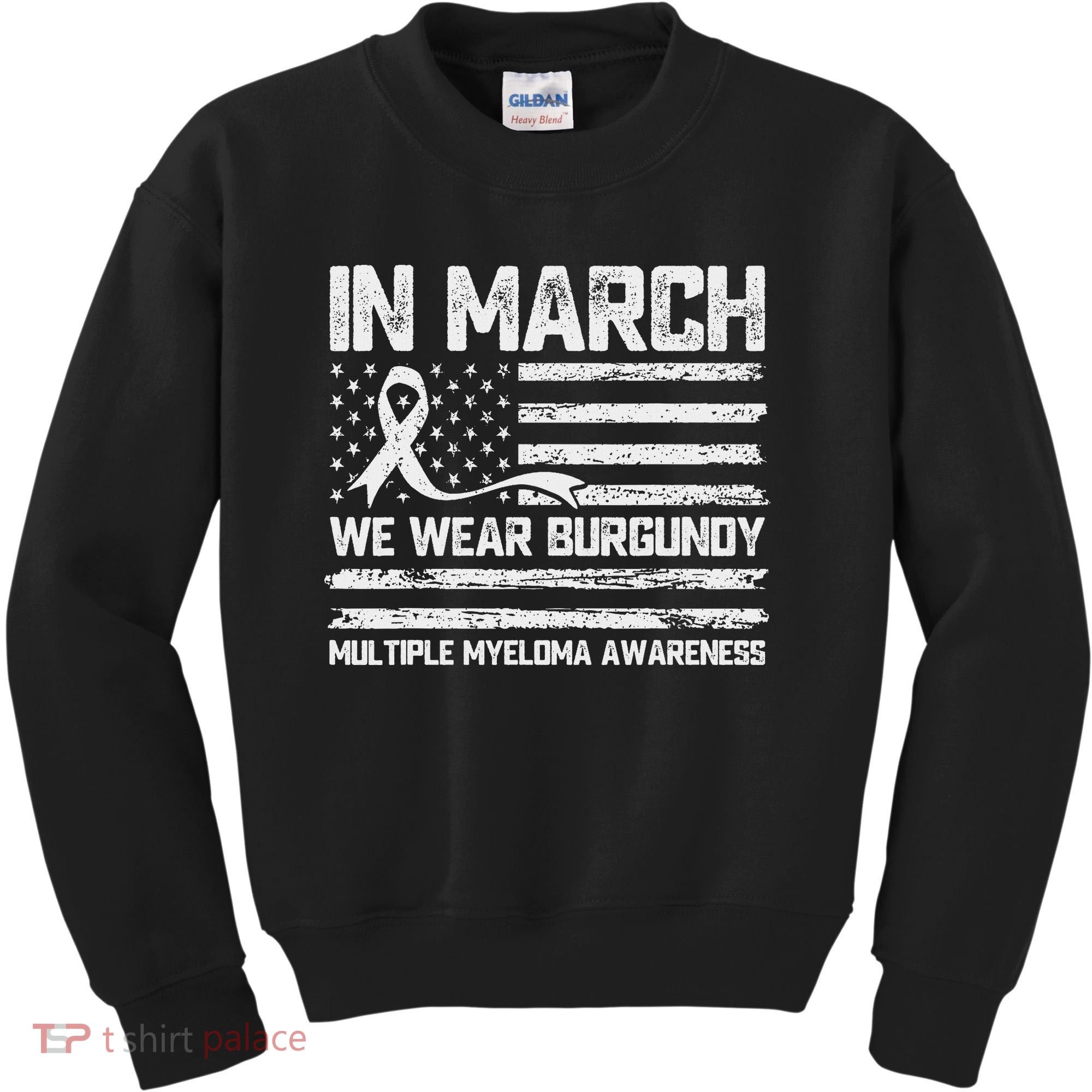 In March We Wear Burgundy Multiple Myeloma Awareness Kids Sweatshirt