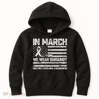 In March We Wear Burgundy Multiple Myeloma Awareness Kids Hoodie thumb 0