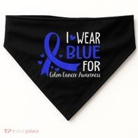 In March We Wear Blue For Colon Cancer Awareness USA-Made Doggie Bandana thumb 0