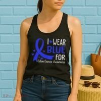 In March We Wear Blue For Colon Cancer Awareness Women's Tank Top thumb 2