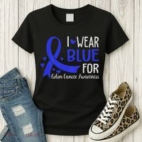 In March We Wear Blue For Colon Cancer Awareness Women's T-Shirt thumb 3