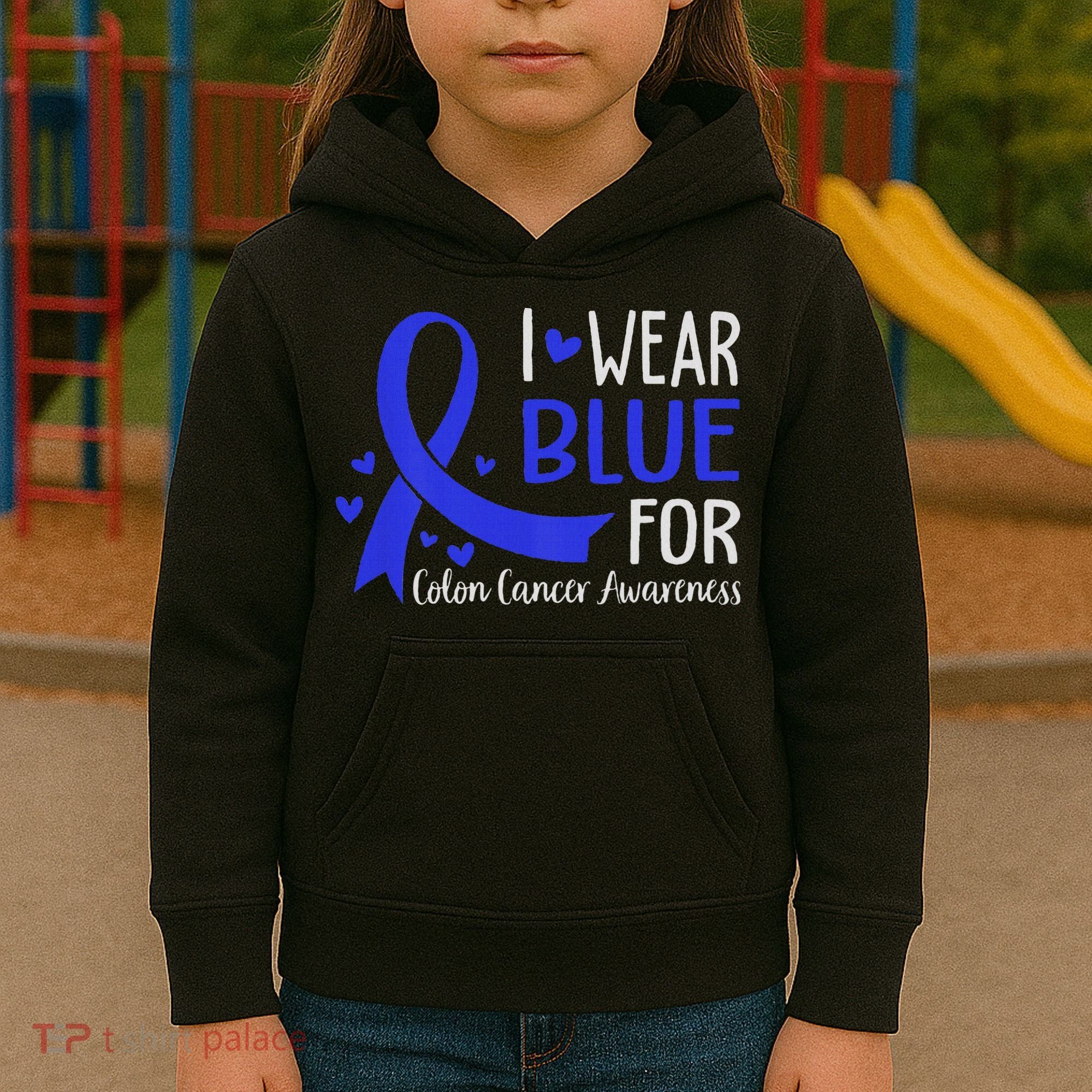 In March We Wear Blue For Colon Cancer Awareness Kids Hoodie