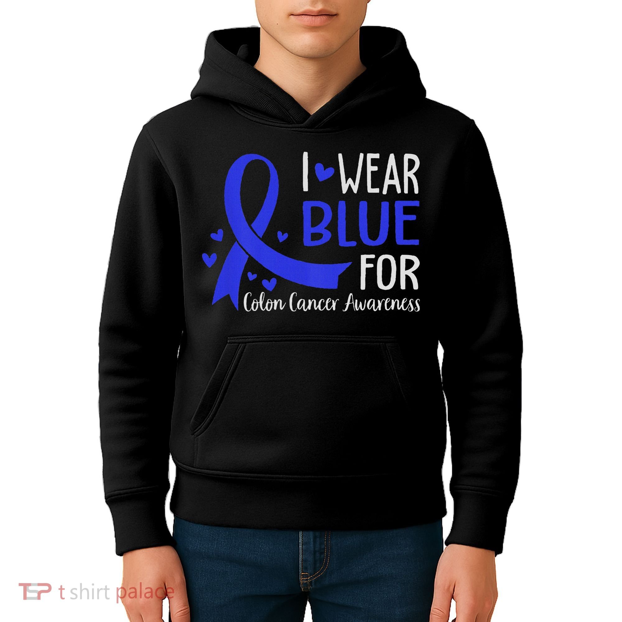 In March We Wear Blue For Colon Cancer Awareness Kids Hoodie