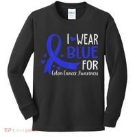 In March We Wear Blue For Colon Cancer Awareness Kids Long Sleeve Shirt thumb 0
