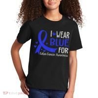 In March We Wear Blue For Colon Cancer Awareness Kids T-Shirt thumb 2