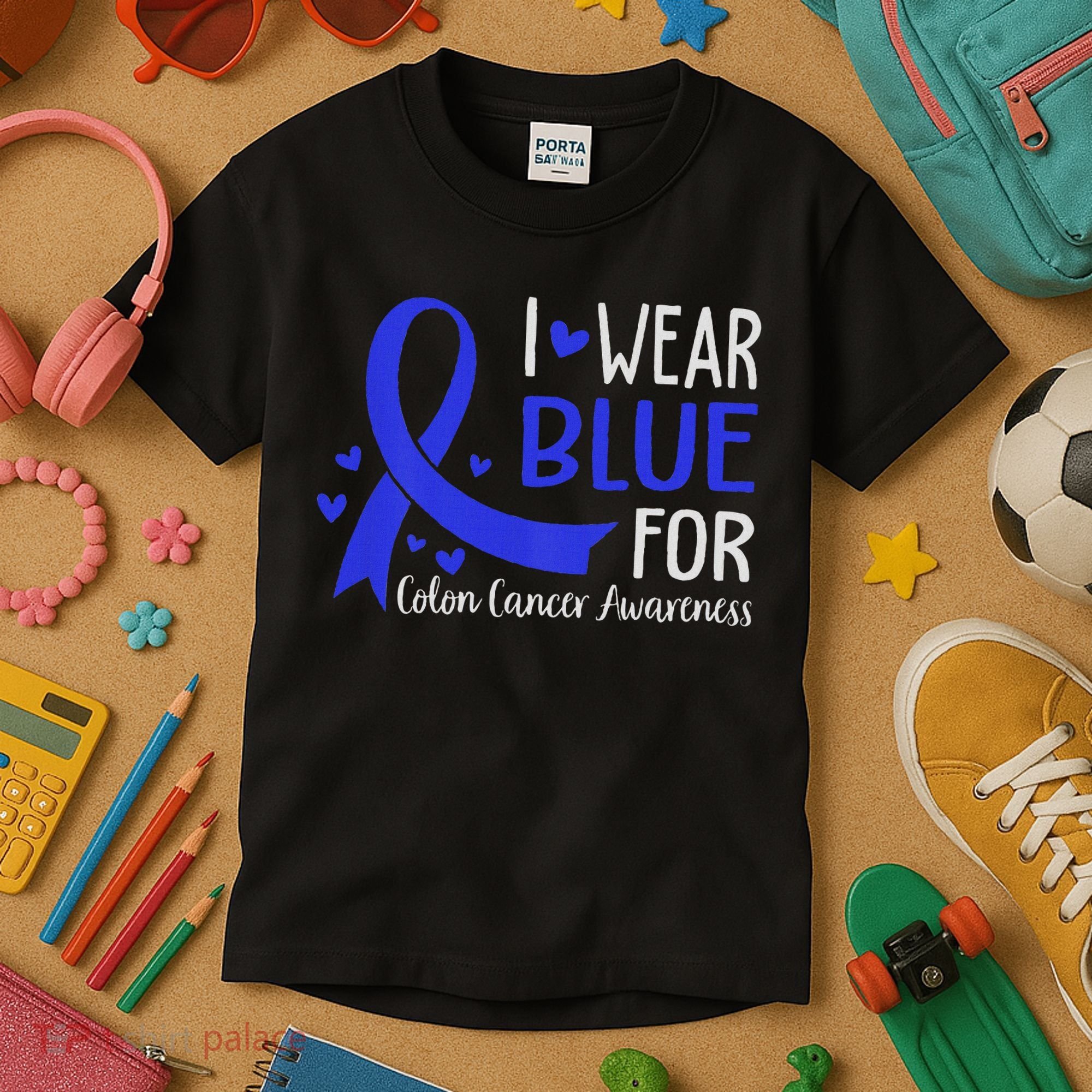 In March We Wear Blue For Colon Cancer Awareness Kids T-Shirt