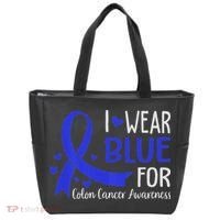 In March We Wear Blue For Colon Cancer Awareness Tote Bag thumb 0