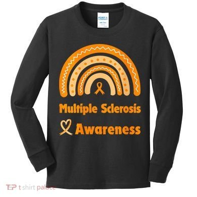 In March We Wear Orange Multiple Sclerosis Awarenes Kids Long Sleeve Shirt