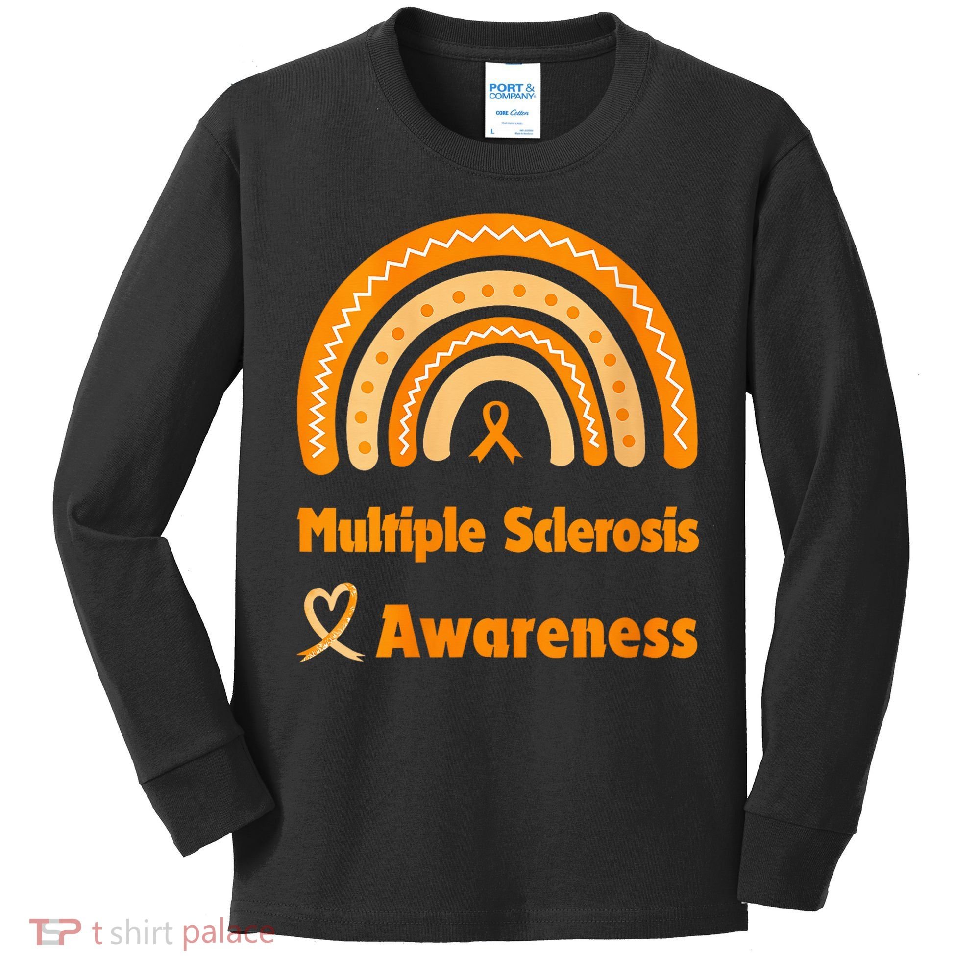 In March We Wear Orange Multiple Sclerosis Awarenes Kids Long Sleeve Shirt