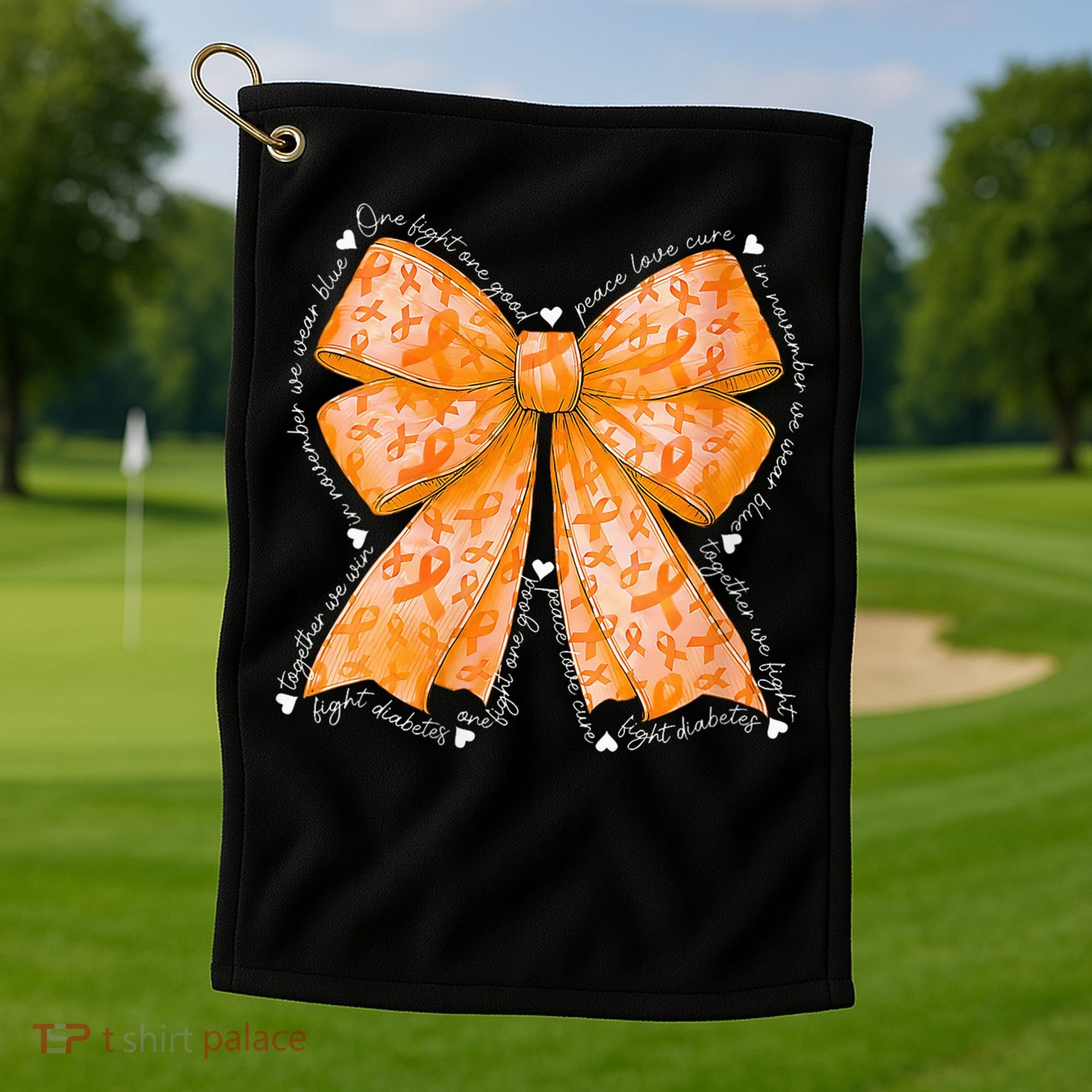 In March We Wear Orange Ribbon Multiple Sclerosis Awareness Golf Towel