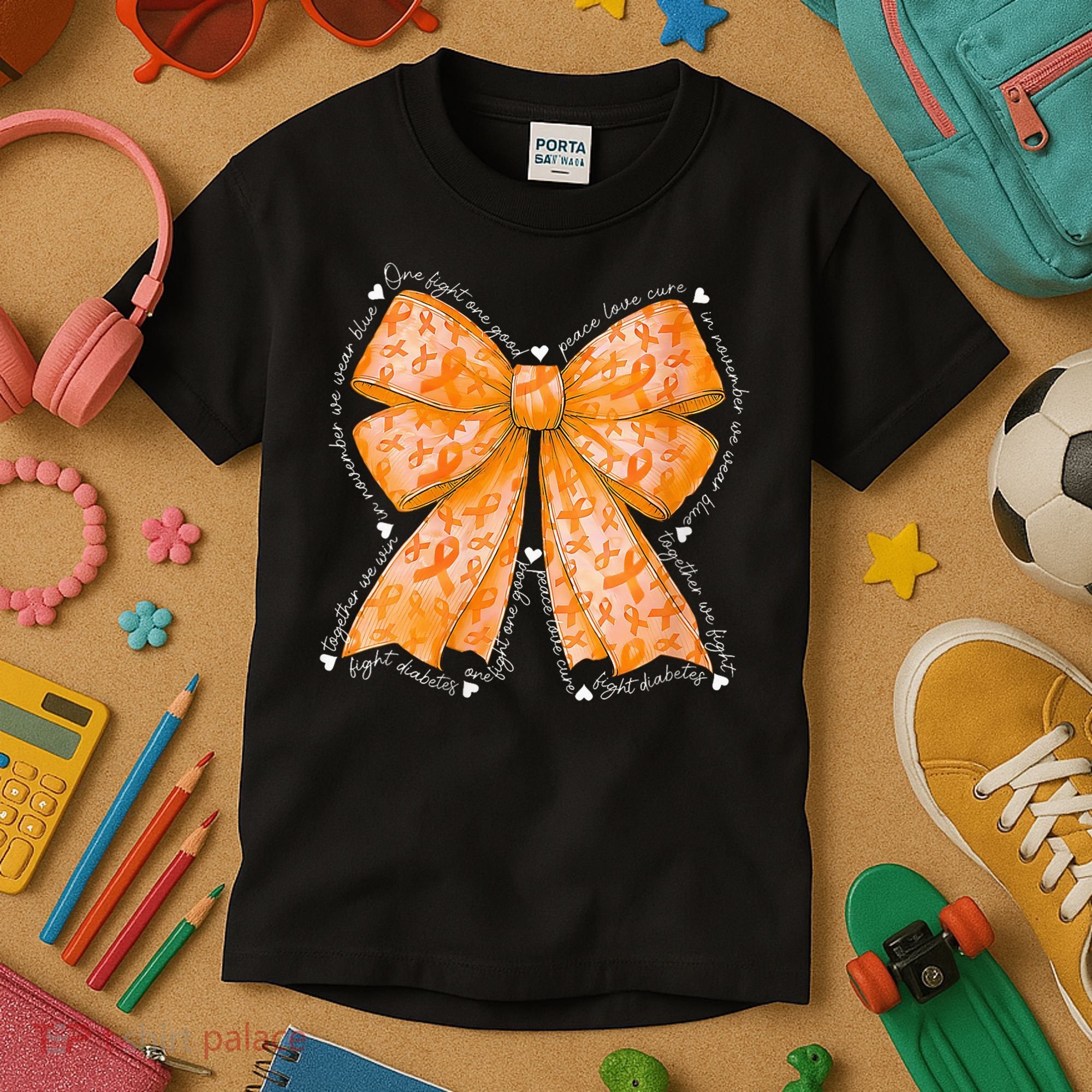 In March We Wear Orange Ribbon Multiple Sclerosis Awareness Kids T-Shirt