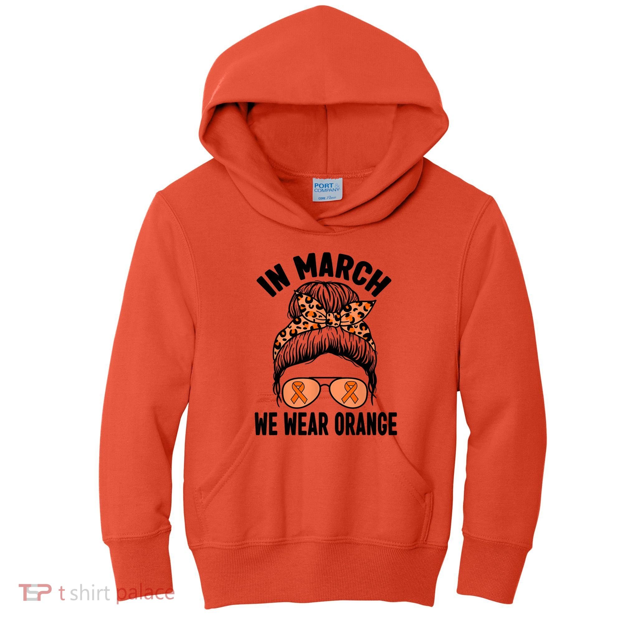In March We Wear Orange MS Multiple Sclerosis Kids Hoodie