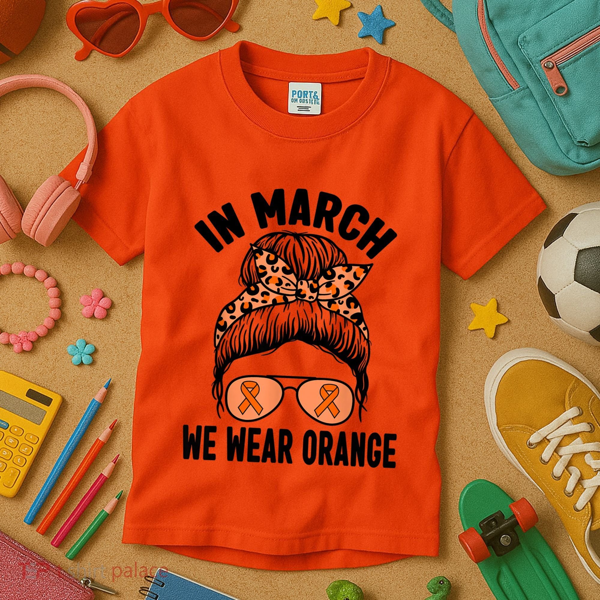 In March We Wear Orange MS Multiple Sclerosis Kids T-Shirt