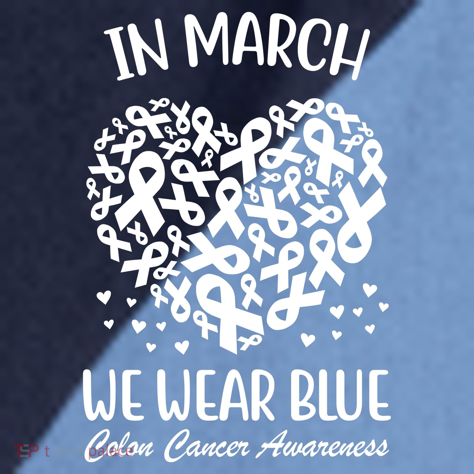 In March We Wear Blue Colon Cancer Awareness Ribbon Heart Raglan Baseball Sleeve Shirt