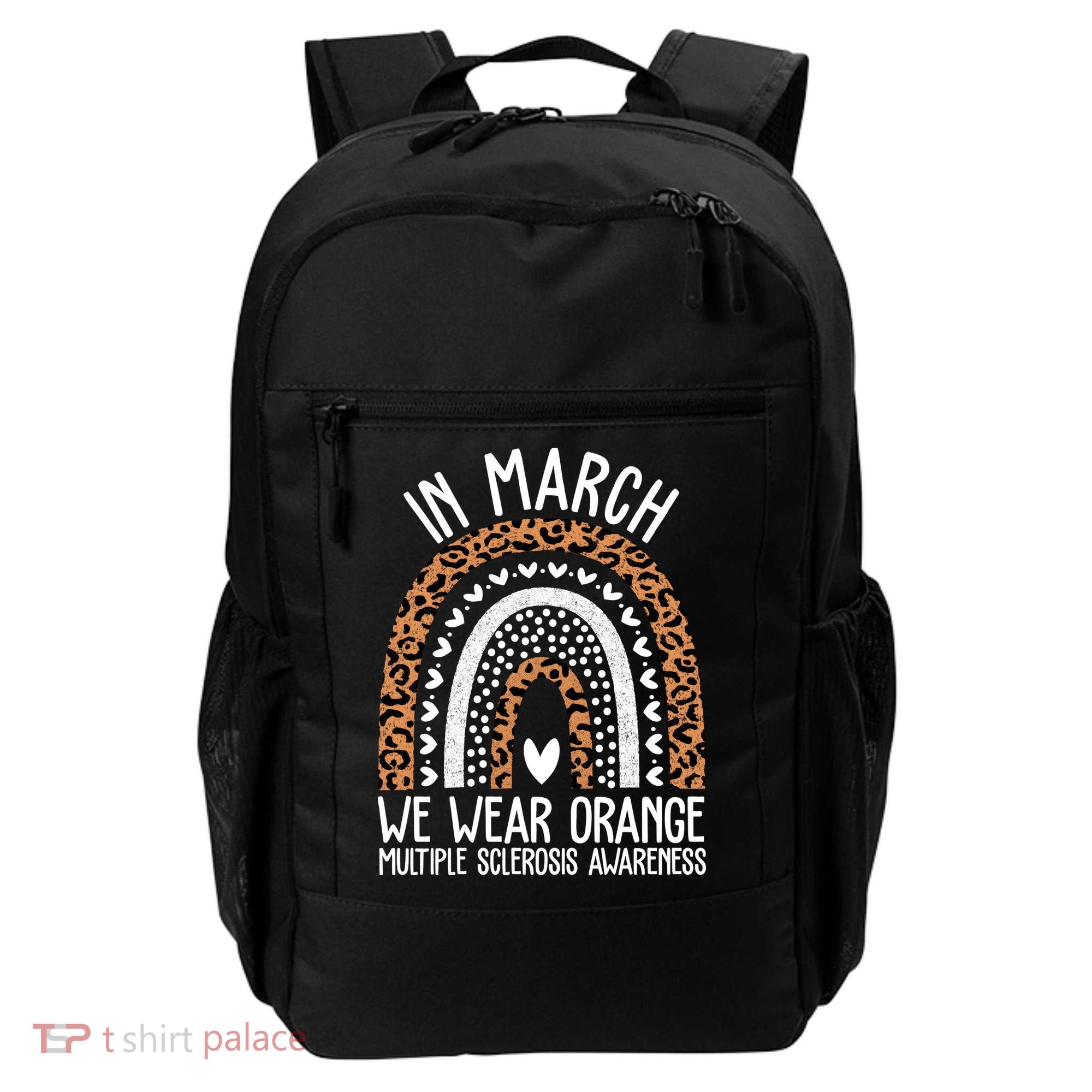 In March We Wear Orange Multiple Sclerosis Awareness Rainbow Backpack