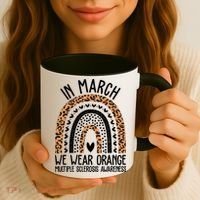 In March We Wear Orange Multiple Sclerosis Awareness Rainbow Coffee Mug thumb 3