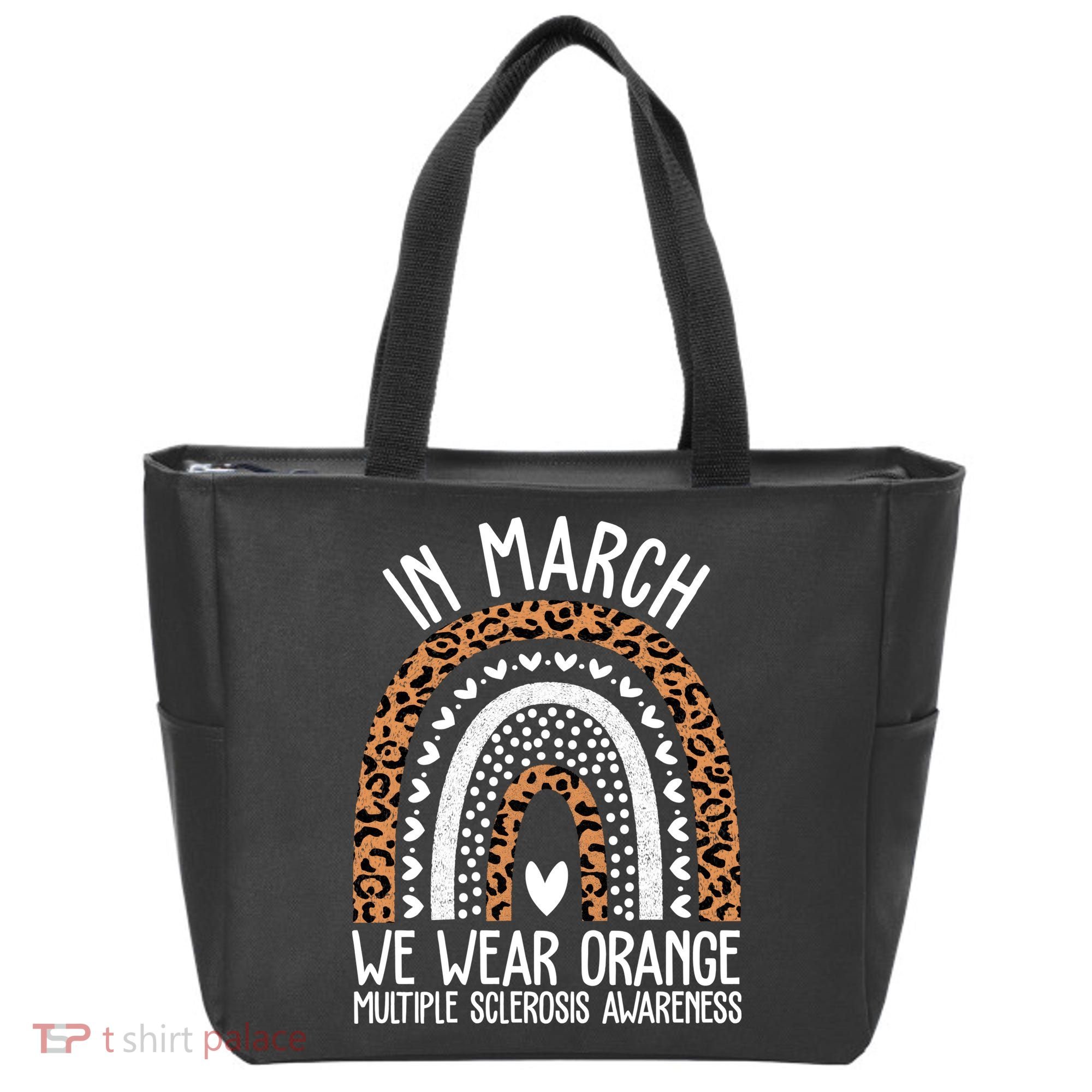 In March We Wear Orange Multiple Sclerosis Awareness Rainbow Tote Bag