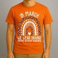 In March We Wear Orange Multiple Sclerosis Awareness Rainbow T-Shirt thumb 3