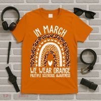 In March We Wear Orange Multiple Sclerosis Awareness Rainbow T-Shirt thumb 5