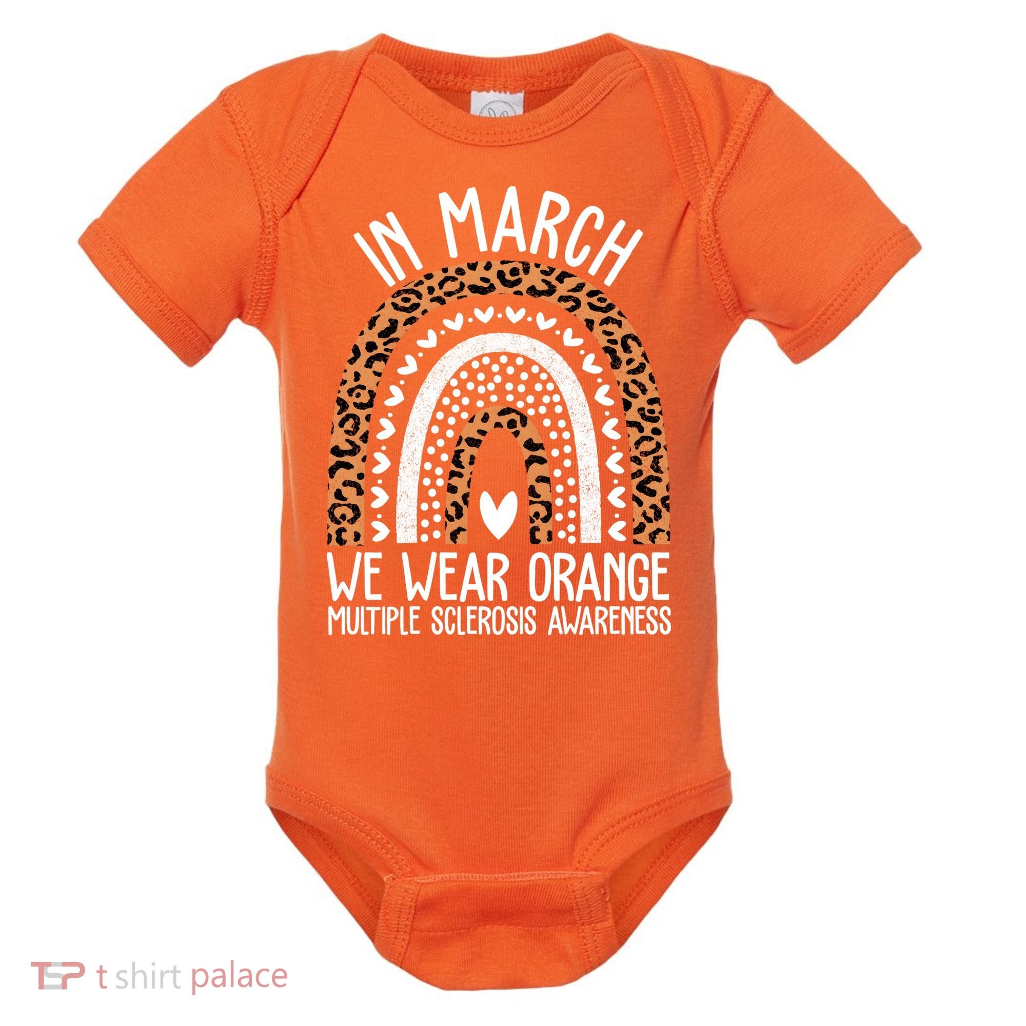 In March We Wear Orange Multiple Sclerosis Awareness Rainbow Baby Bodysuit