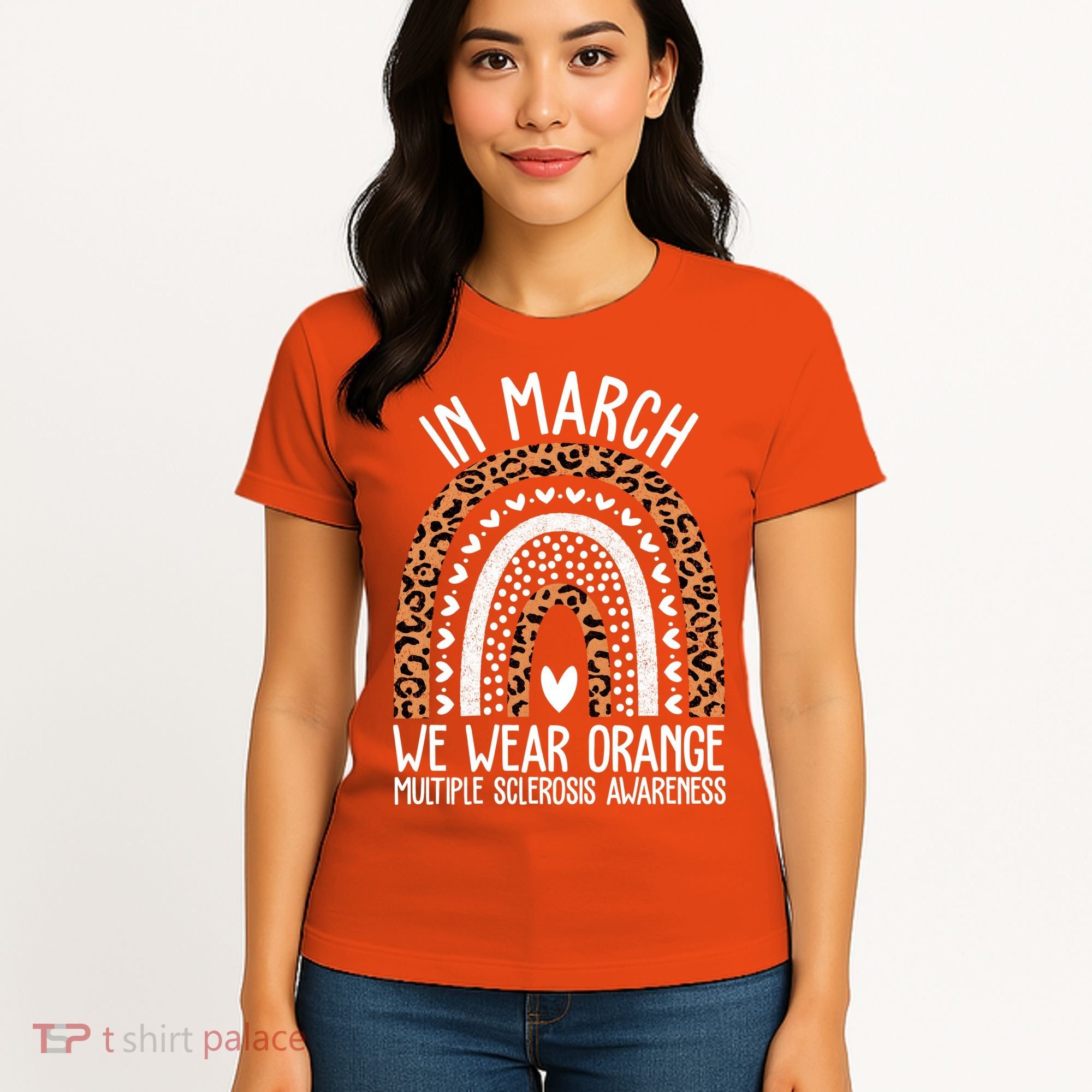 In March We Wear Orange Multiple Sclerosis Awareness Rainbow Women's T-Shirt