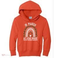 In March We Wear Orange Multiple Sclerosis Awareness Rainbow Kids Hoodie thumb 0