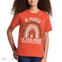 In March We Wear Orange Multiple Sclerosis Awareness Rainbow Kids T-Shirt thumb 2