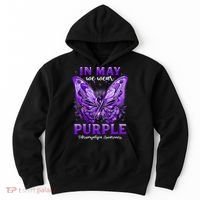 In May We Wear Purple Fibromyalgia Awareness Butterfly  Hoodie thumb 0