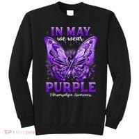 In May We Wear Purple Fibromyalgia Awareness Butterfly  Sweatshirt thumb 0