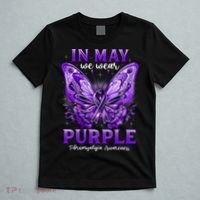In May We Wear Purple Fibromyalgia Awareness Butterfly  T-Shirt thumb 5