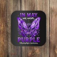 In May We Wear Purple Fibromyalgia Awareness Butterfly  Coaster thumb 0