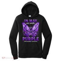 In May We Wear Purple Fibromyalgia Awareness Butterfly  Women's Hoodie thumb 0