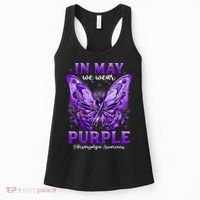 In May We Wear Purple Fibromyalgia Awareness Butterfly  Women's Tank Top thumb 0