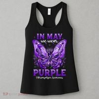 In May We Wear Purple Fibromyalgia Awareness Butterfly  Women's Tank Top thumb 3