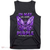 In May We Wear Purple Fibromyalgia Awareness Butterfly  Tank Top thumb 0
