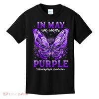 In May We Wear Purple Fibromyalgia Awareness Butterfly  Kids T-Shirt thumb 0