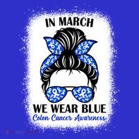 In March We Wear Blue For Colon Cancer Awareness Messy Bun Gift Tote Bag thumb 4