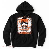 In March We Wear Orange Kidney Cancer Awareness Messy Bun Hoodie thumb 0