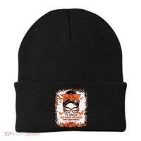 In March We Wear Orange Kidney Cancer Awareness Messy Bun Beanie thumb 0