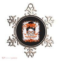 In March We Wear Orange Kidney Cancer Awareness Messy Bun Ornament thumb 0