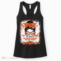 In March We Wear Orange Kidney Cancer Awareness Messy Bun Women's Tank Top thumb 0
