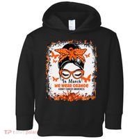 In March We Wear Orange Kidney Cancer Awareness Messy Bun Toddler Hoodie thumb 0