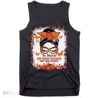In March We Wear Orange Kidney Cancer Awareness Messy Bun Tank Top thumb 0