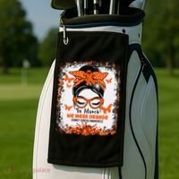 In March We Wear Orange Kidney Cancer Awareness Messy Bun Golf Towel thumb 2