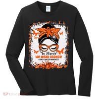 In March We Wear Orange Kidney Cancer Awareness Messy Bun Women's Long Sleeve Shirt thumb 0