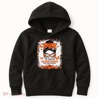 In March We Wear Orange Kidney Cancer Awareness Messy Bun Kids Hoodie thumb 0